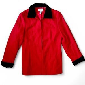 Talbots Petite Red jacket with black velvet collar Sz 4